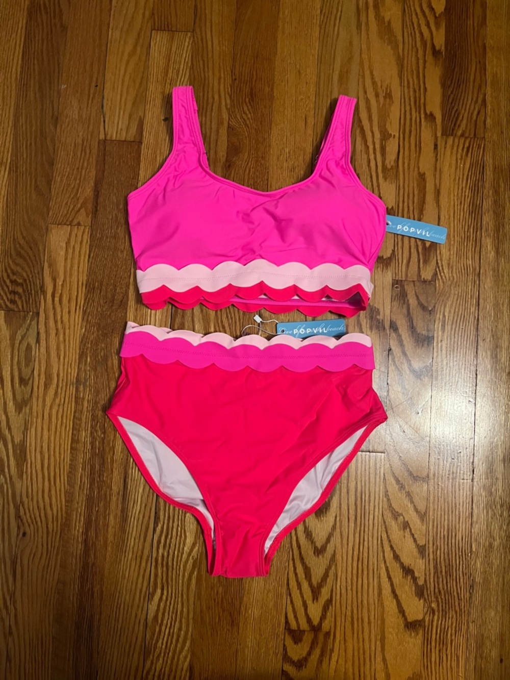 Hot Pink Scalloped Two-Piece Bikini